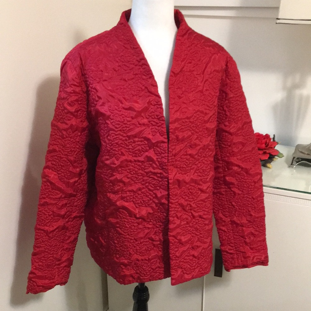Liz Baker Red Quilted Jacket Size XL